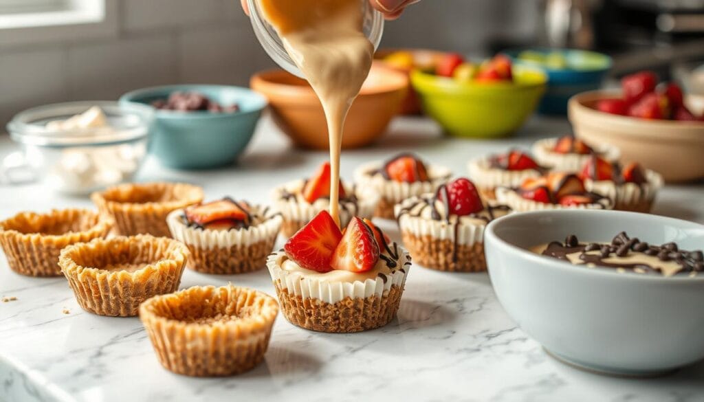 Mini Cheesecake Assembly Process