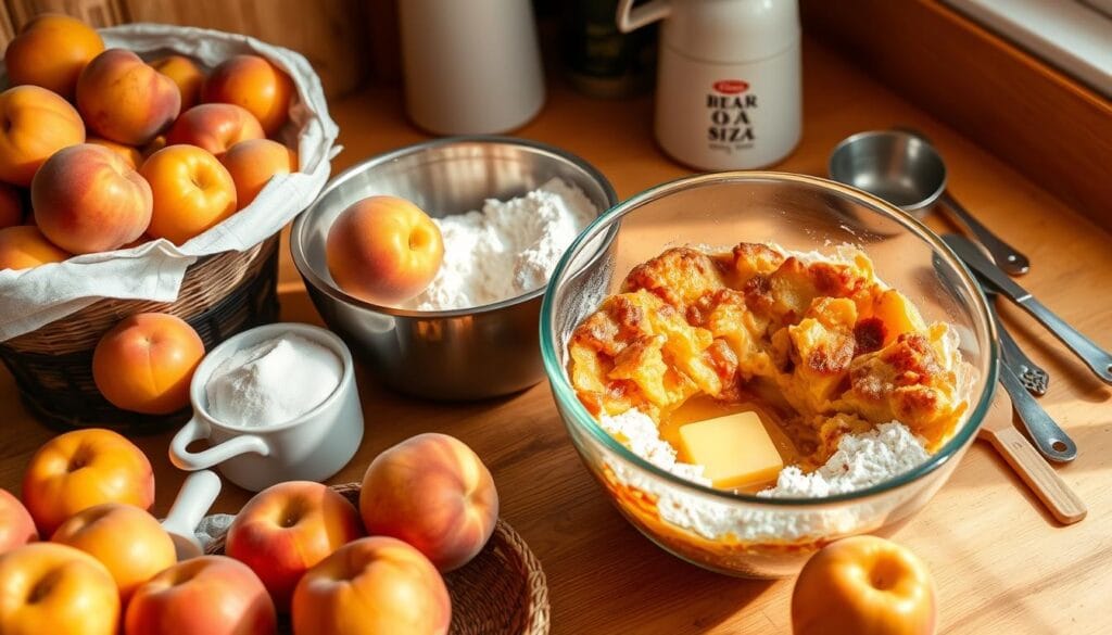 Peach Cobbler Dump Cake Preparation