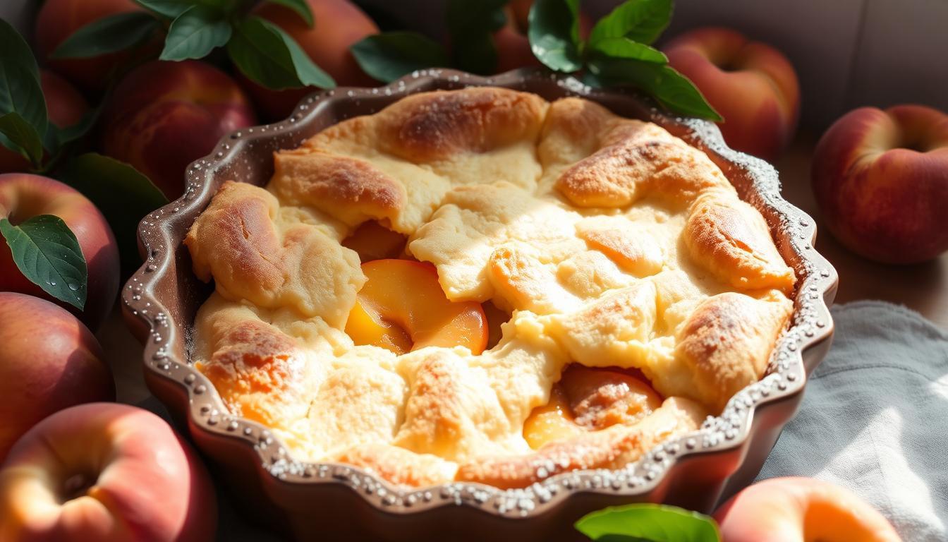 fresh peach cobbler with cake mix