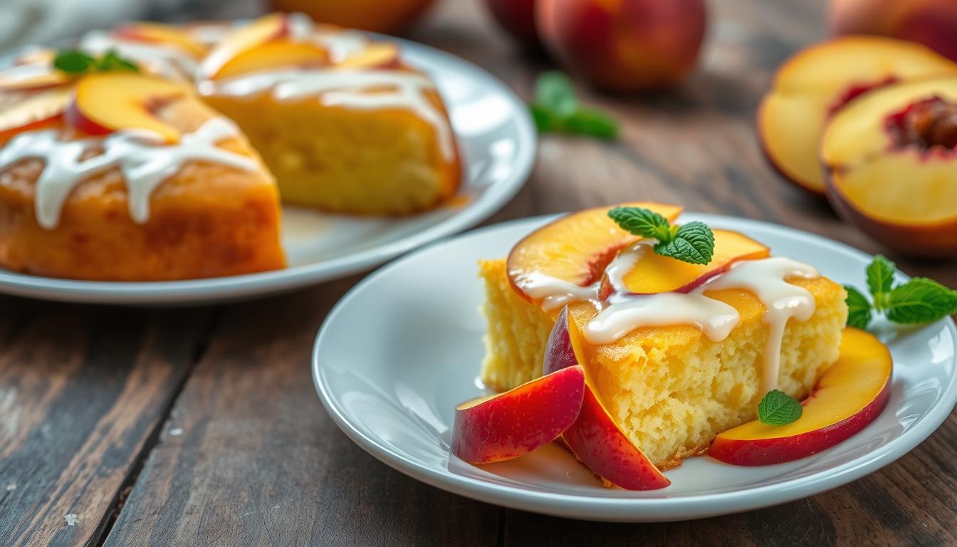 yellow cake mix peaches