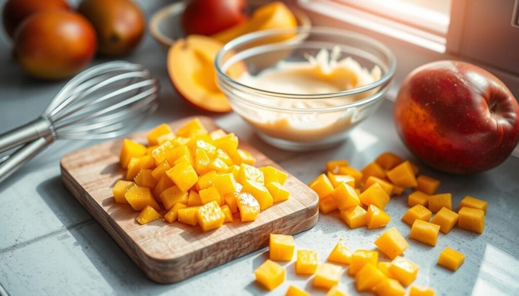 Mango Cheesecake Topping Preparation