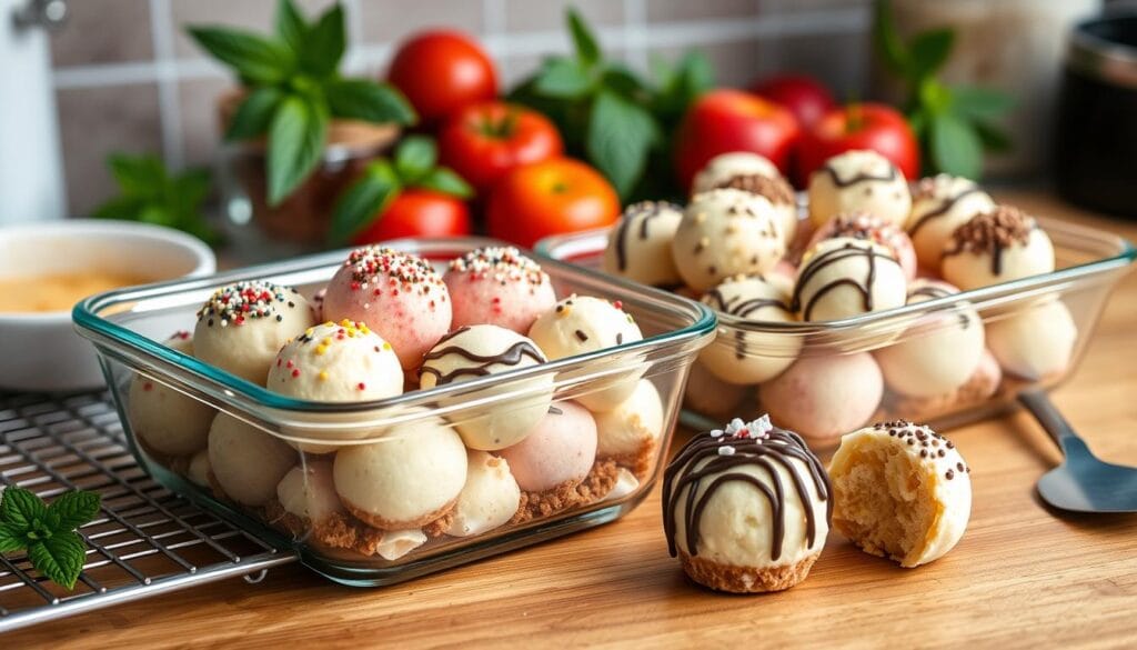 No-Bake Cheesecake Balls Storage